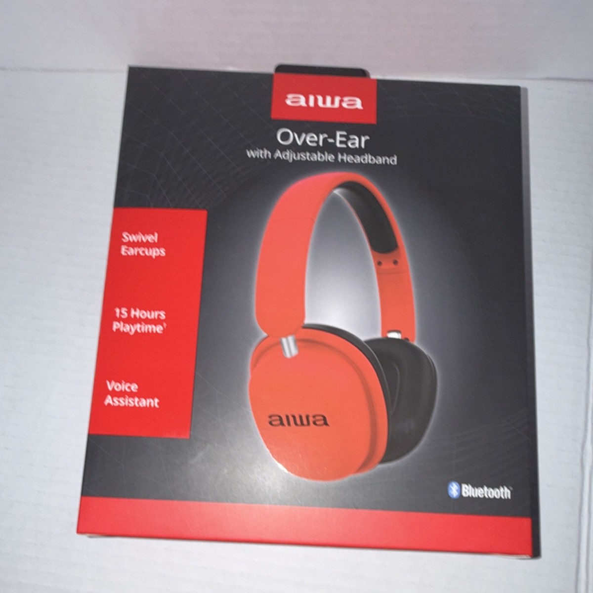 Aiwa AI5009-RED Wireless Bluetooth Over-Ear Headphones Adjustable