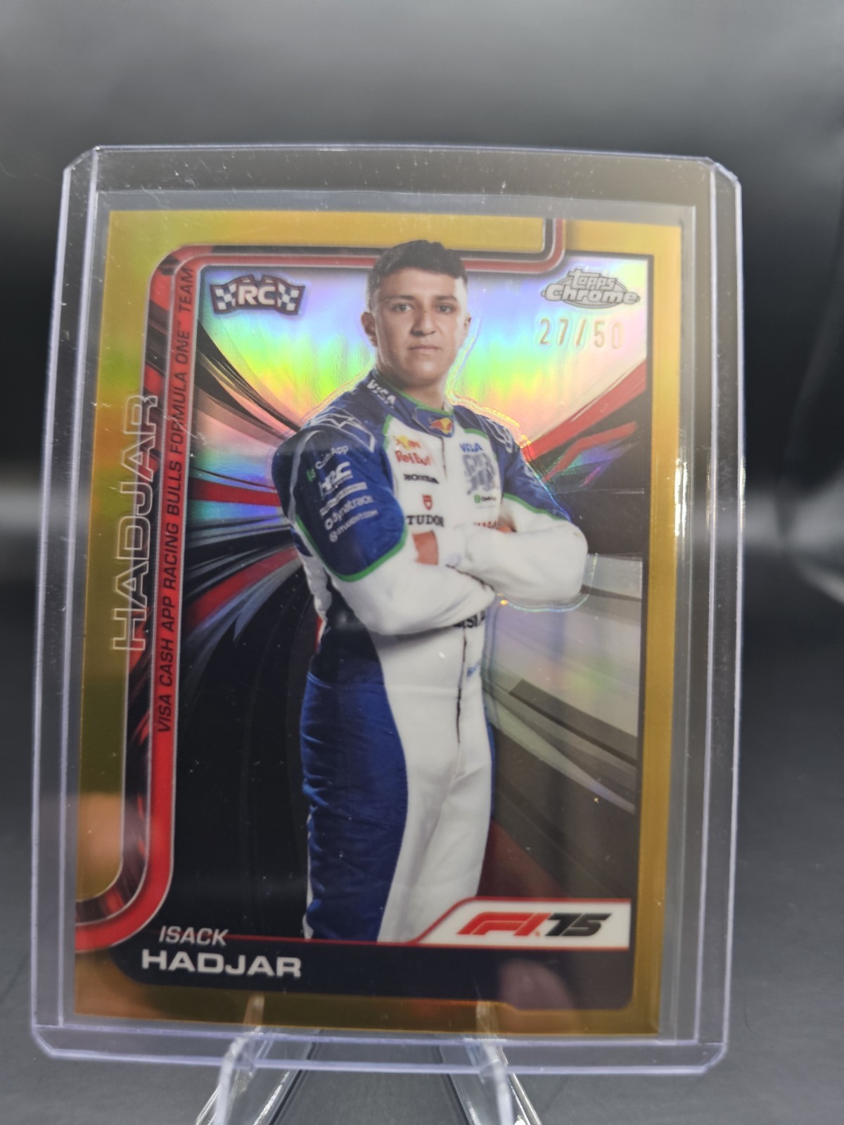 2025 Topps Chrome Formula 1 Isack Hadjar RC Gold RayWave 27/50 #12