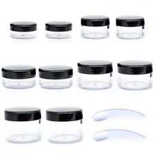 10Pcs Small Travel Containers, Black Sample Jars with Screw Lids, 5 Size 3/5/10/