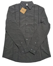 Mens Cuban Guayabera Style Long Sleeve Button Down Casual Beach Shirt Sz M NWT