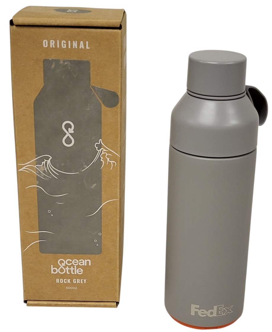 NEW Ocean Bottle 16.9oz Rock Grey FedEx Vacuum Insulated SS Water