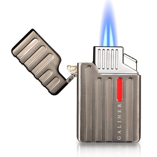 Galiner Metal Cigar Lighter 2 Jet Torch Butane Windproof With Hole Punch Travel - Picture 9 of 14