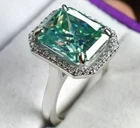 4.00 Ct Certified Radiant Cut Natural Green Diamond Ring VVS1 White Gold Finish