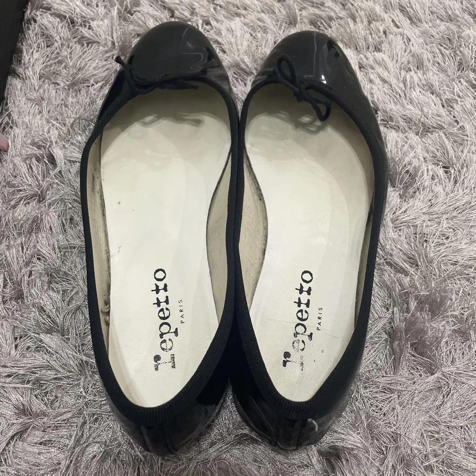 Raro Repetto Negro Charol Ballet Pisos Talla 38 Mujer Cinta Clásica Foto 3 de 4