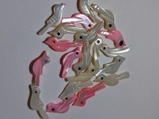 NOS LOT OF 20 BIRD FETISH BEADS MOTHER OF PEARL JEWELRY SUPPLY 15 MM X 5 MM