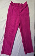   ESCADA Margaretha Ley US 14 Ger 44 Fuchsia Pink Cotton Pants Gold Logo Hardware