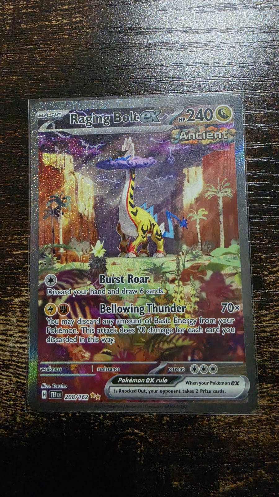 Pokemon Raging Bolt ex 208/162 Temporal Forces Special Illustration Rare Holo NM