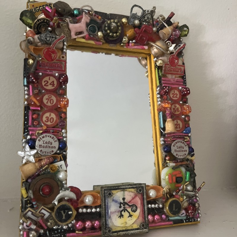 Outsider Art Mirror Made From Found Items