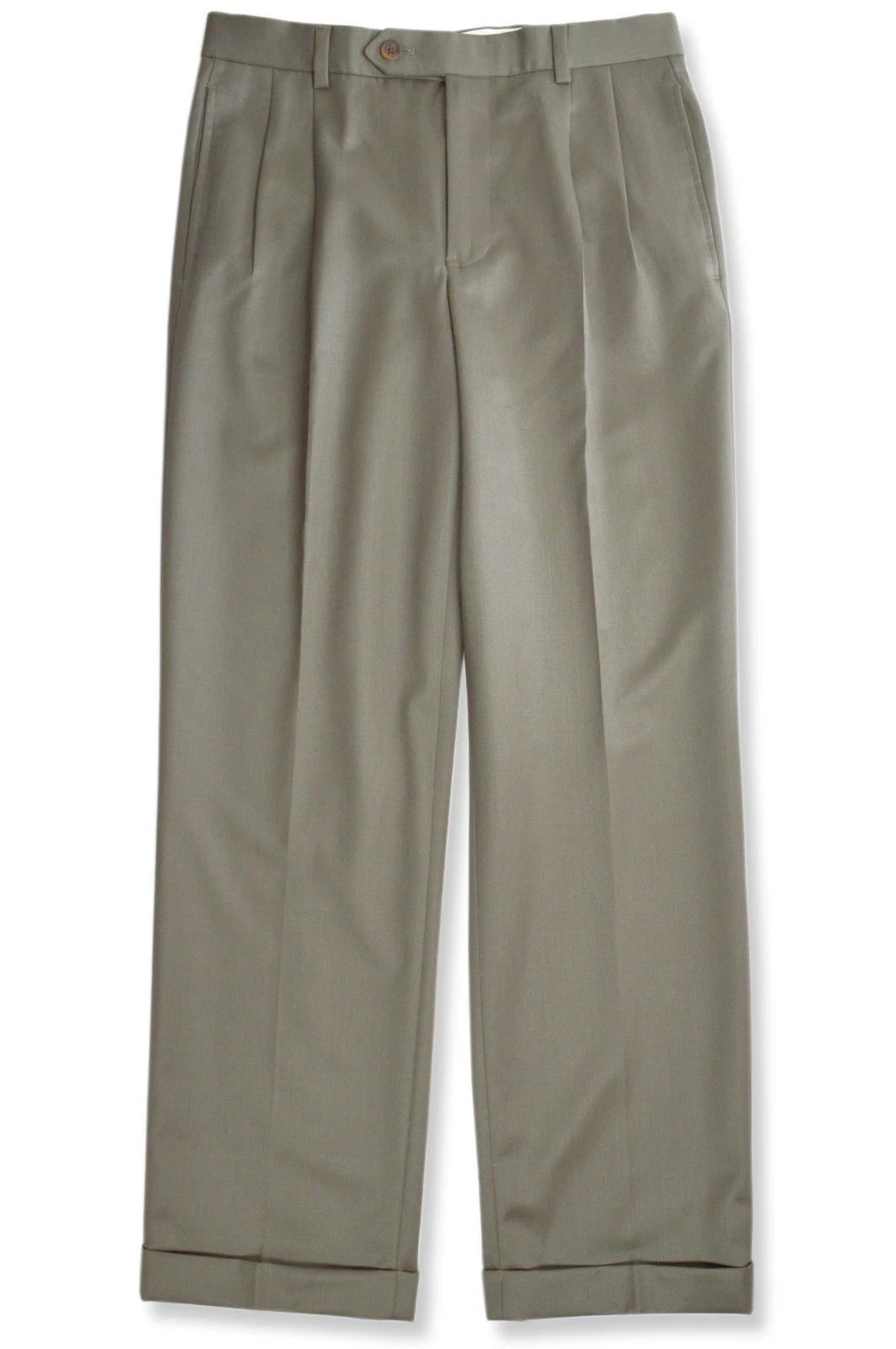 Brooks Brothers Mens Green Madison Fit Pleated Wool Pants 32W x 32L BB-2174