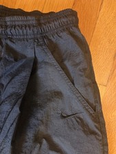 VINTAGE, Nike black Track Pants L Windbreaker, Swoosh, Nylon, Ankle Zip Joggers