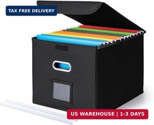 File Organizer Box with Lid, Large Hanging File Folder Organizer with Pla