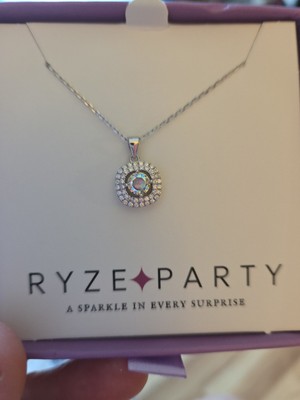 RYZE Aurora Borealis Crystal Necklace White Frost Cz 925Sterling Silver 18-20 