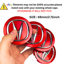 Fit For Acura Set Of 4 Red 69 Mm2.71 In Wheel Center Caps