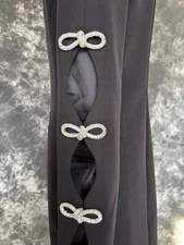 Badgley Mischka Women's Black Crystal Embellished Long Sleeve Dress Size 12