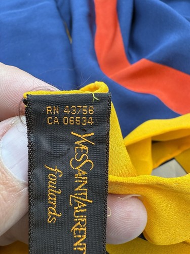 Yves Saint Laurent Silk Scarf Vintage 1980s Squared Primary Colors YSL - Picture 7 of 11