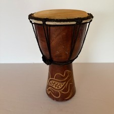 Djembe Drum African Solid Wood Percussion Instrument Carved 9"