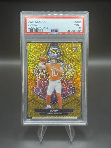 2024 Panini Mosaic- Bo Nix Gold Sparkle /24 PSA 9 Case Hit Denver Broncos