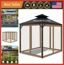 10x12 Outdoor Mosquito Netting Screen, Zippered Mesh Panels for Gazebo/Canopy
