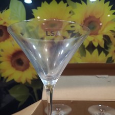 Image of 6 LSA martini glasses - cocktail/marguerita/martini with label on