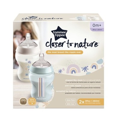 Tommee Tippee Closer to Nature Baby Bottles 2X 9oz, Anti-Colic