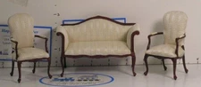 MINIATURE DOLLHOUSE 1:12 BESPAQ GEORGE III SETTEE/STRIPE - 2330-PSF (Mahogany)