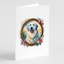 Lot de 8 cartes de voeux grandes Pyrénées et fleurs trésors de Caroline