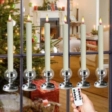 Flameless Taper Window Candles with Remote and Timer, 11 Inches Battery Opera...