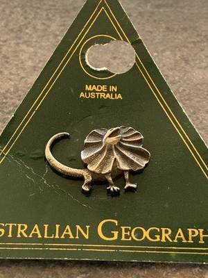 Australian Geographic Frilled Neck Lizard Tie Tack Pin Silver Tone Pewter
