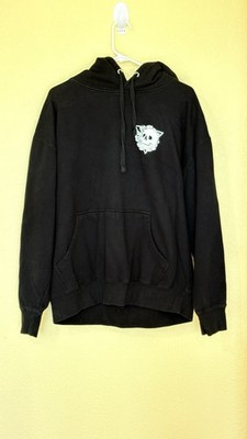 SCW Skull Cat World Hoodie Men XL Black Skull Floral Graphic Pullover Sweatshirt