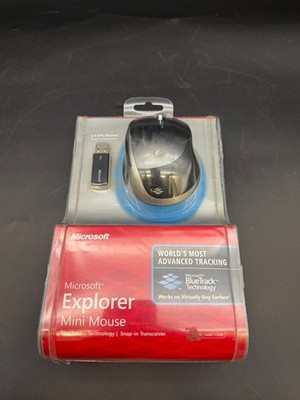 Microsoft Explorer Mini 1363, 1364 Mouse Blue Track Technology Gray Black NWB