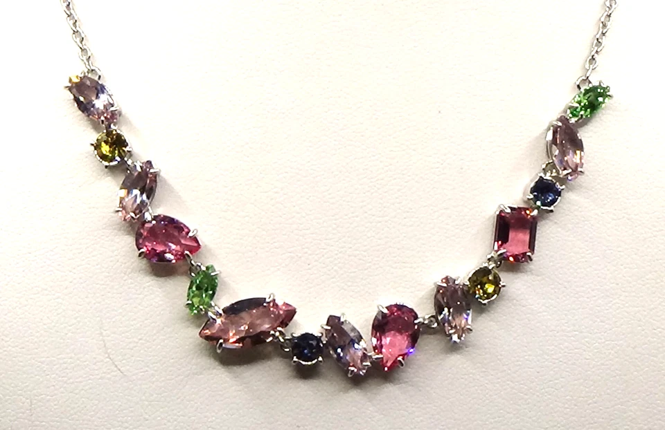 Collar Swarovski Gema cortes mixtos cristales multicolores enchapados en rodio - ¡Bonito! Foto 3 de 4