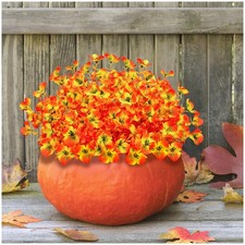 Artificial Flowers Fake Pansy and Eucalyptus Plants 10 Bundles Faux Silk Outd...