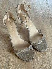 Stuart Weitzman Nudist II 75 Women's Strap Sandal 3" Heel Poudre Powder Sz 8 B