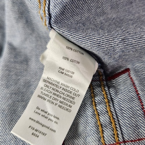 Life is Good Shirt LS L Blue Button Denim Business Casual Western Logo Mens - Picture 12 of 12