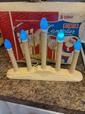 Vintage Window Candolier Electric  Christmas  Indoor 5 Light In Original Box