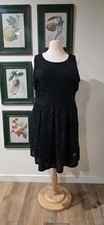Lane Bryant Black Lace Dress Size 26W  Sleeveless Fit Flare LBD Fully Lined