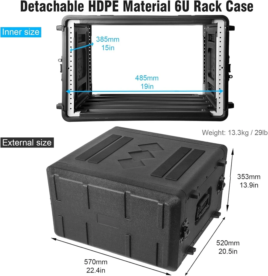 Diandian 6U Rack Case Microphone Flight Case Watertight Dust-Proof Shock Mount - Image 3 of 4