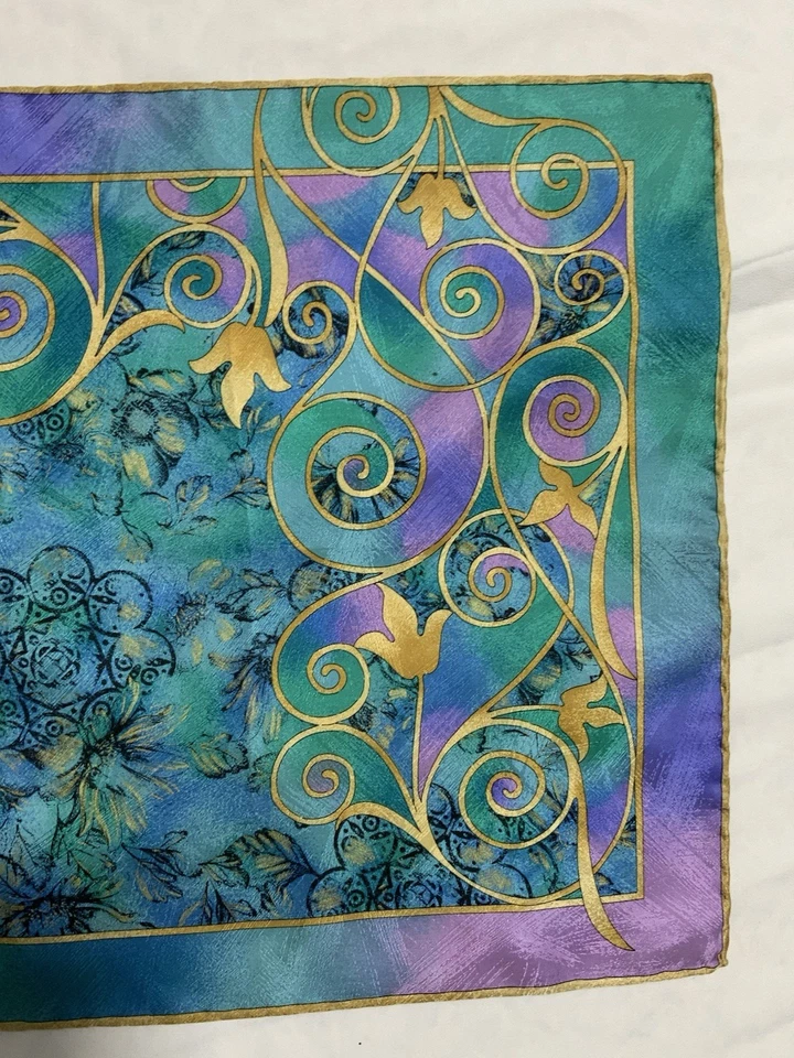 VITALIANO PANCALDI M.I.Italy Blue Flower / Logo Men’s Handkerchief Silk 15" PEC - Image 2 of 4