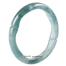 Blue Real Myanmar Jade Bamboo Rings Natural Jewelry Amulet Burmese Jadeite