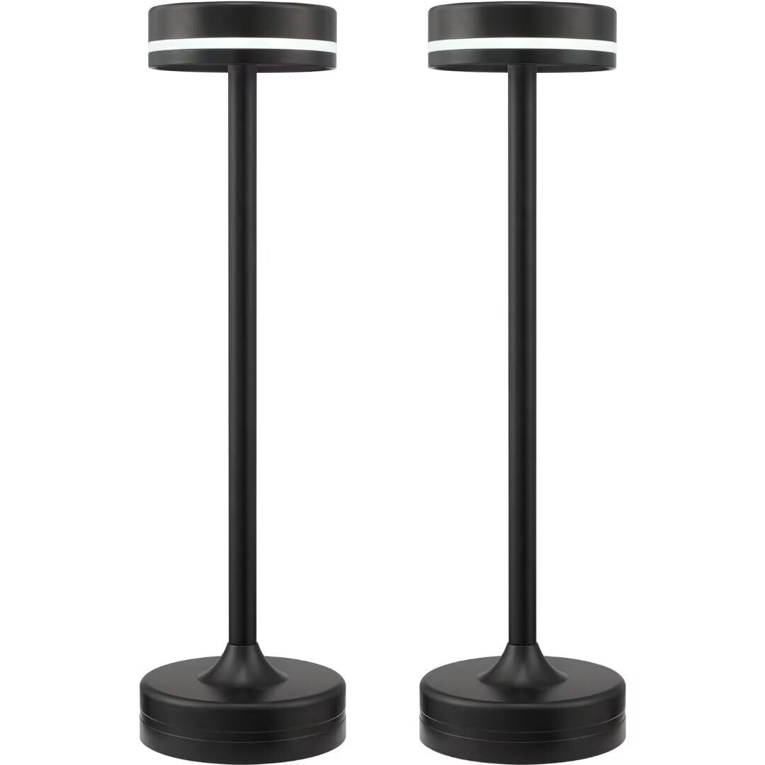2PCS Cordless LED Rechargeable Touch Lamps with 3 Color Stepless Dimming