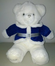 Dan Dee Keepsake Memories 2002 White Holiday Plush Teddy Bear Blue Jacket