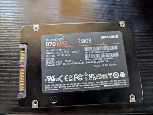 Samsung 870 EVO 250GB, SATA III, 2.5" Internal Solid State Drive - Black...