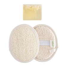 Natural Loofah Exfoliating Body Scrubber 2 Pads  Goat Milk Soap Bar  Luffa ...