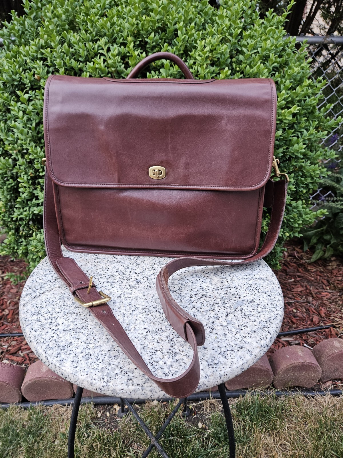 Vintage Coach Leather Briefcase Mahogany H7S0544 Gem