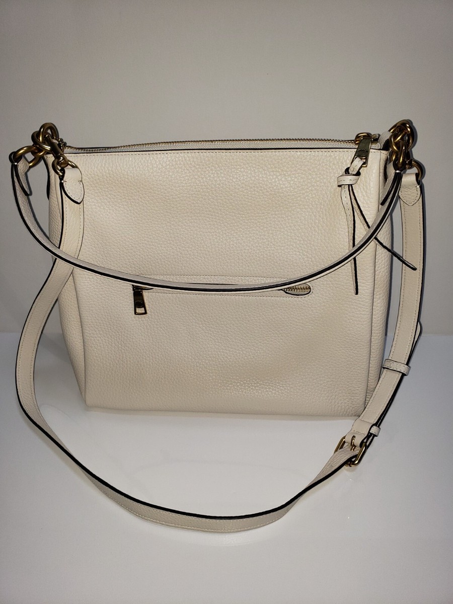 COACH SHAY SOFT PEBBLE SHOULDER BAG WITH TOP HANDLE CHALK WHITE