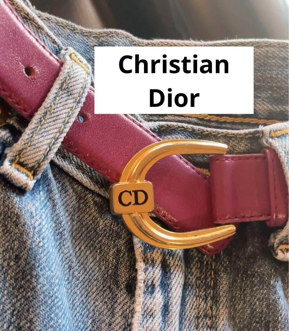 Vintage Christian Dior CD Logo Leather Belt Purple Size 65 Vintage Christian Dior CD Logo Leather Belt Purple Size 65
