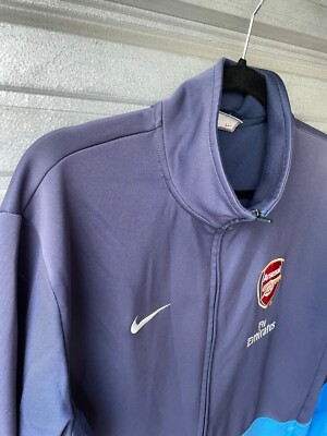 Vintage Arsenal Nike Track Jacket Men's XL Blue Football Soccer