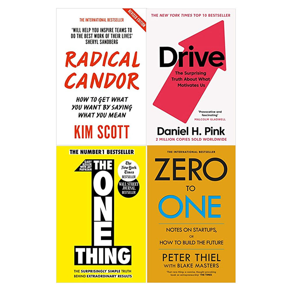 Radical Candor,Drive,The One Thing,Zero to One 4 Books Collection Set NEW