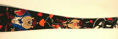 EUC Looney Tunes Mania Silk Tie Taz Valentines Cupid Love Tweety Daffy Pepe - Picture 6 of 12