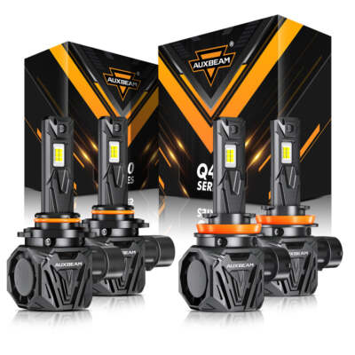 AUXBEAM H11 9005 LED Headlight Bulbs White For GMC Sierra 2500 3500 HD 2007-2014